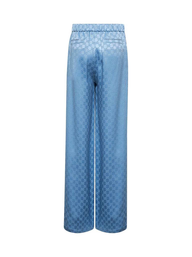 Gucci GUCCI | Light blue GG satin trousers | Women | 42