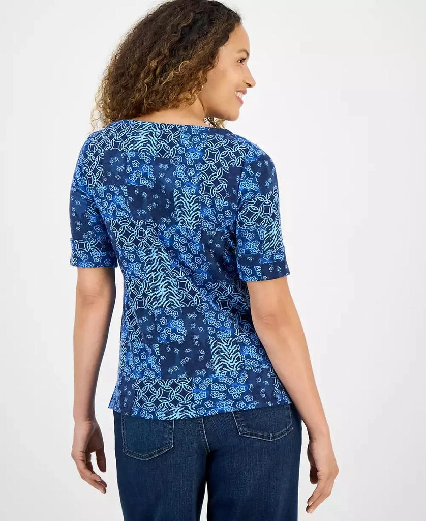 Style & Co Petite Elbow-Sleeve Patchwork Top, Exclusively at Macy's 4