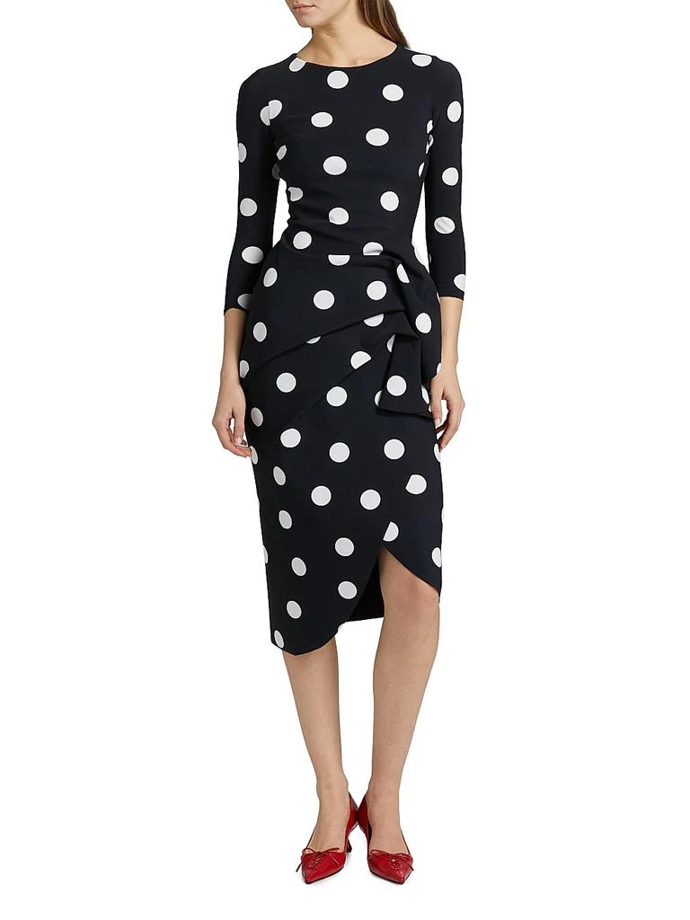 Chiara Boni Wang Polka Dot Draped Sheath Dress 2