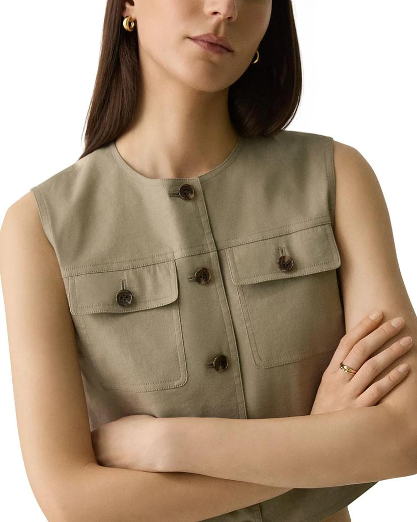 Theory Fitted Sleeveless Linen Vest 5