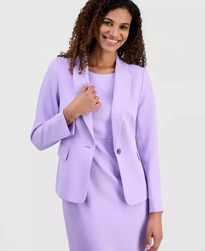 Kasper Women
s Stretch Crepe One-Button Petal-Lapel Jacket