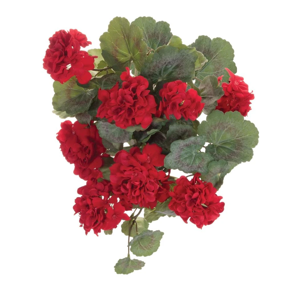 Melrose International Hanging Geranium Floral Bush (Set of 2) - Red, Green