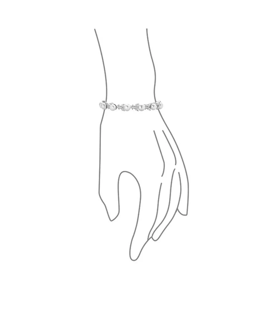 Bling Jewelry Multi CZ Marquise Leaves Vine White Button Freshwater Cultured Pearl Bracelet 7 Inch 4