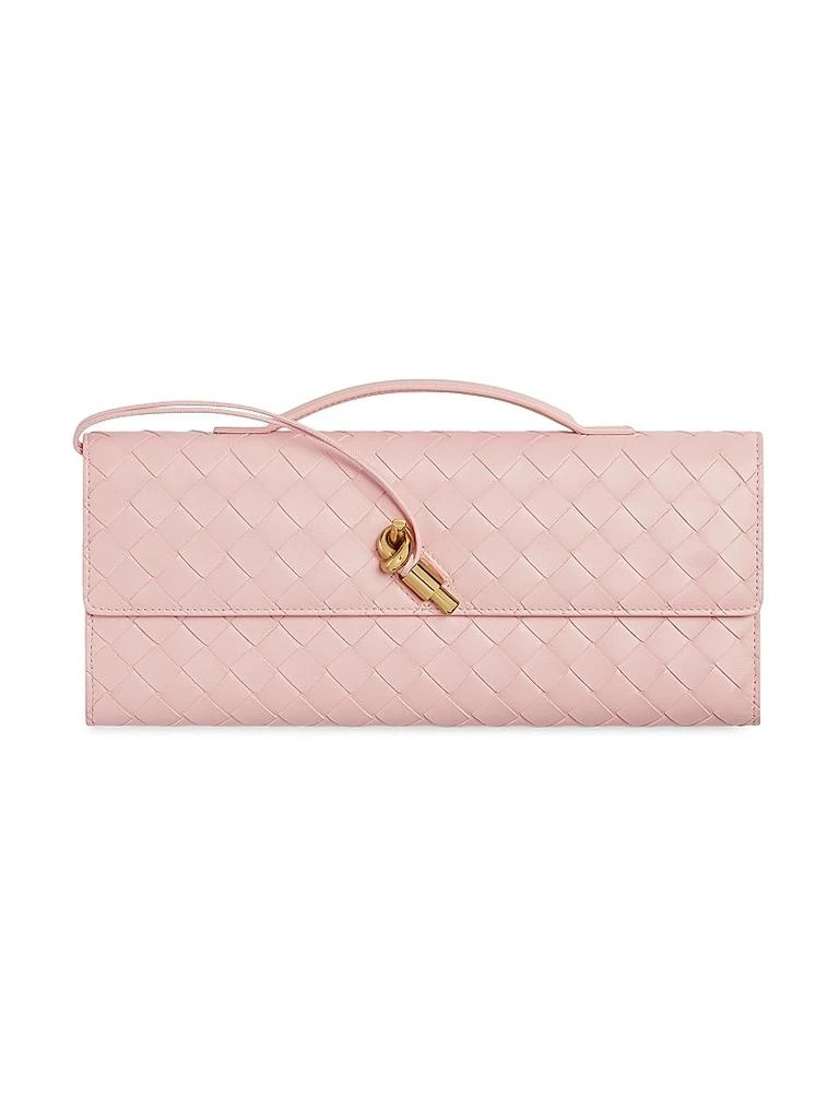 Bottega Veneta Andiamo Intrecciato Leather Top-Handle Clutch 1