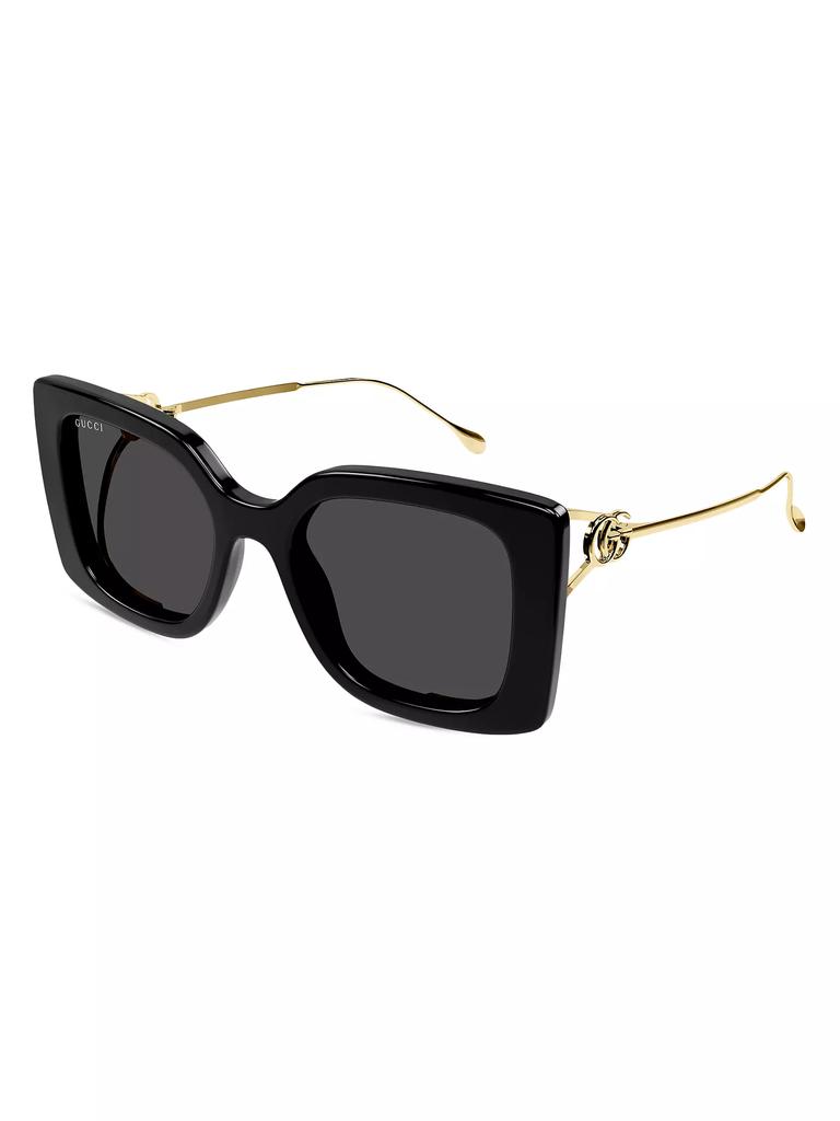 Gucci Flat & Bend 54MM Square Sunglasses HAVANA-GOLD-BROWN