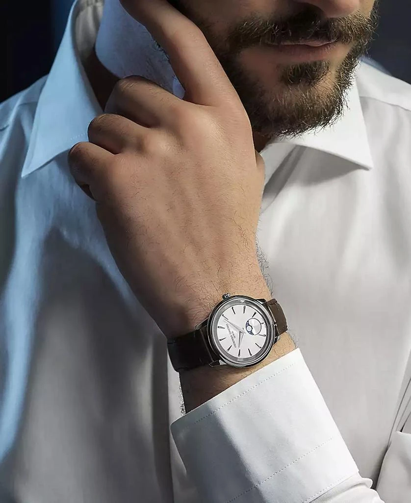 Frederique Constant Men's Swiss Moneta Moonphase Brown Leather Strap Watch 37mm 4