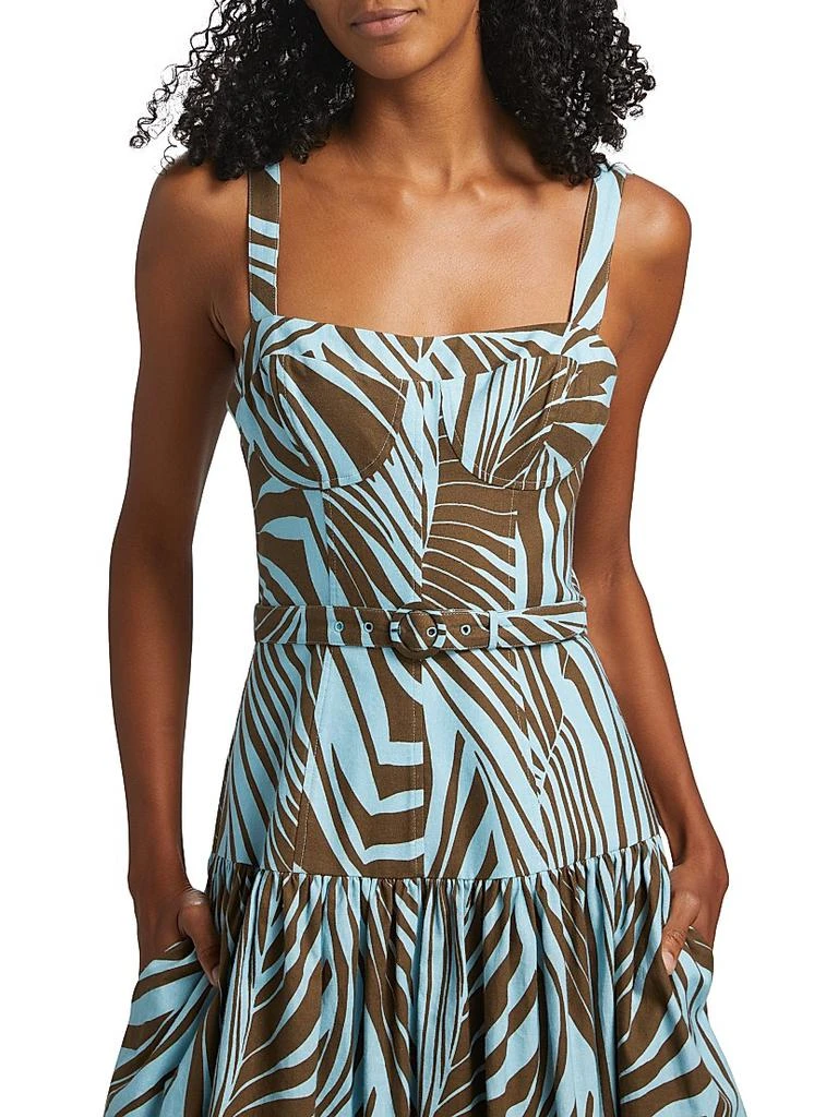 Nicholas the Label Women's Lidia Printed Bustier Drop-Waist Maxi Dress - Rhea Sky Palm - Size 0 Nicholas the Label Women's Lidia Printed Bustier Drop-Waist Maxi Dress - Rhea Sky Palm - Size 0