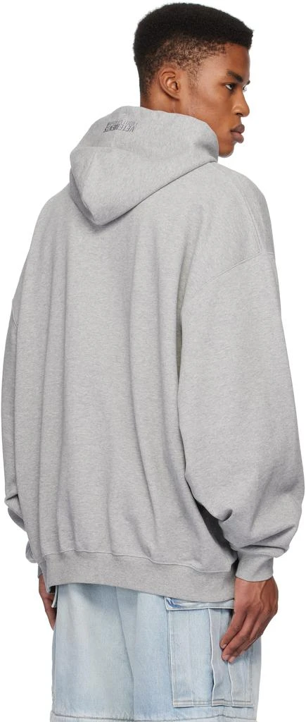 Vetements Gray Embroidered Logo Oversized Zip-Up Hoodie 3