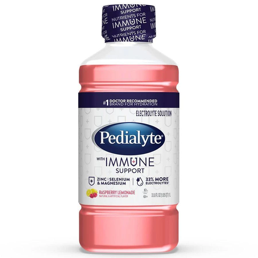 Pedialyte Immune Support Electrolyte Solution, Hydration Drink Raspberry Lemonade