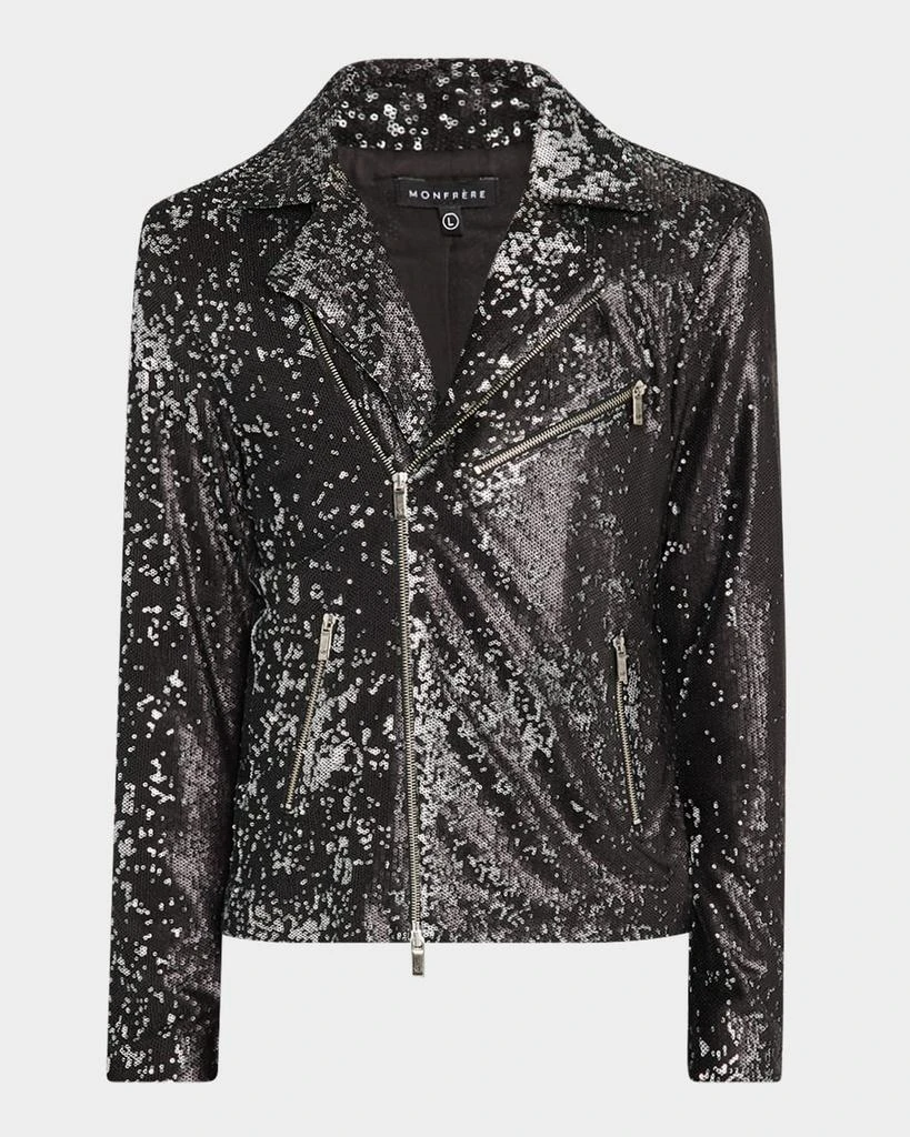 MONFRÈRE Men's Blake Noir Paillette Moto Jacket 1