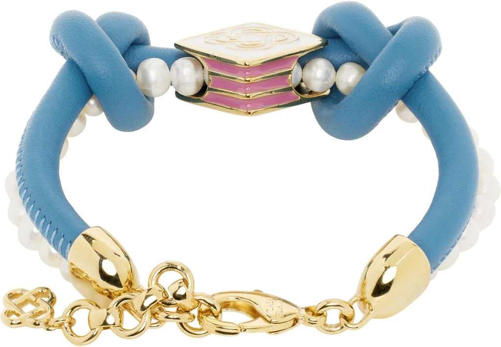 Casablanca Blue & White Knotted Pearl Bracelet 2
