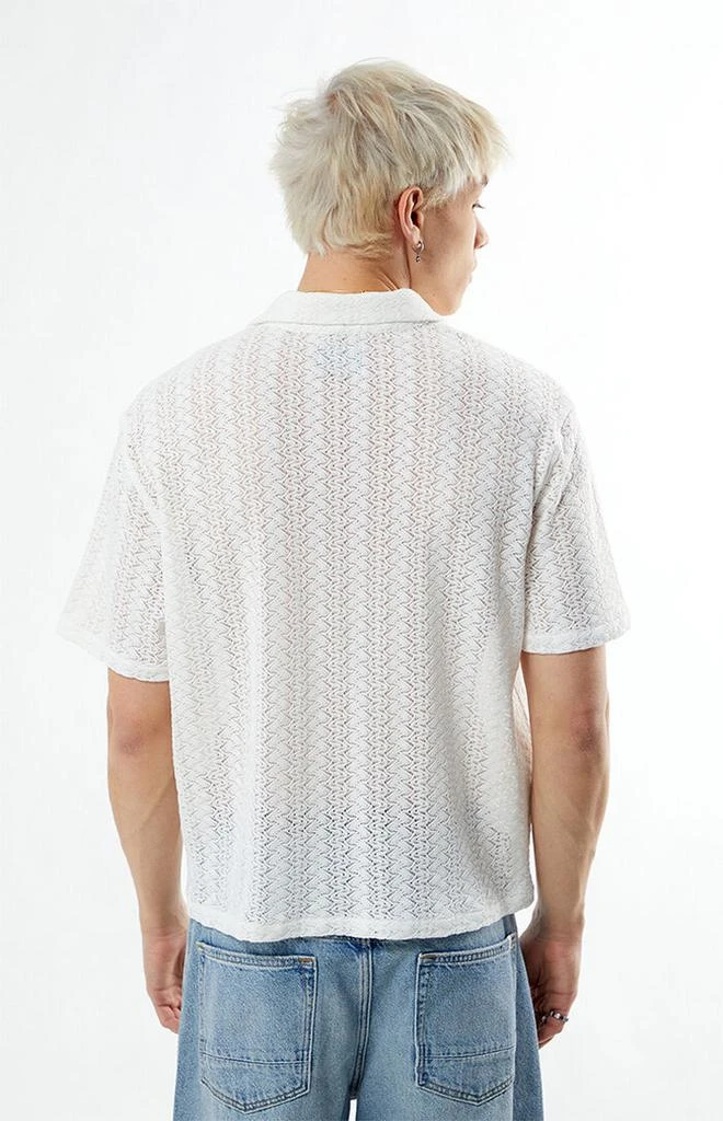 PacSun White Lance Swirl Knit Oversized Camp Shirt 3