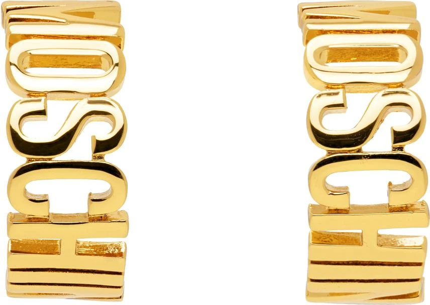 Moschino Gold Lettering Logo Small Earrings 1