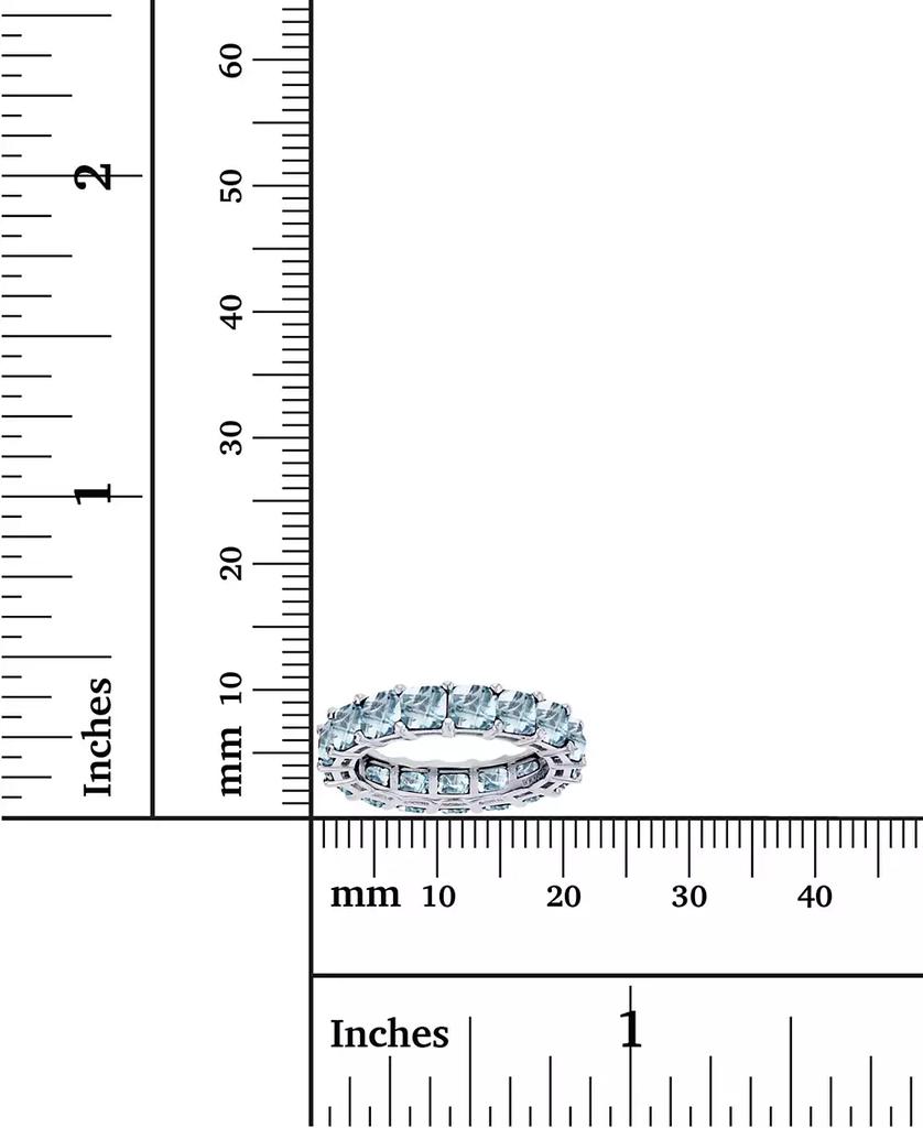 Macy's Lab Grown Light Blue Spinel Princess Cut Eternity Band in Rhodium Plated Sterling Silver