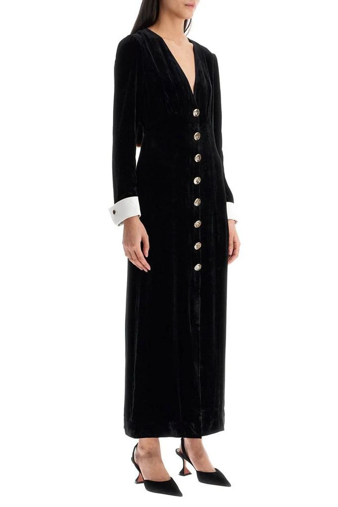 Saloni velvet dress with buttons 2