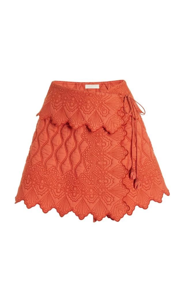 Ulla Johnson Ulla Johnson - Taryn Embroidered Quilted-Cotton Mini Skirt - Red - US 12 - Moda Operandi 1