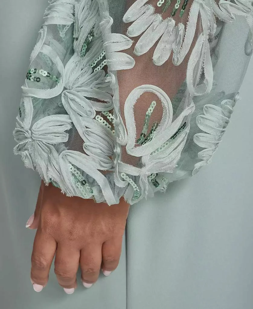 Eliza J Plus Size Floral-Sleeve Long Gown 4