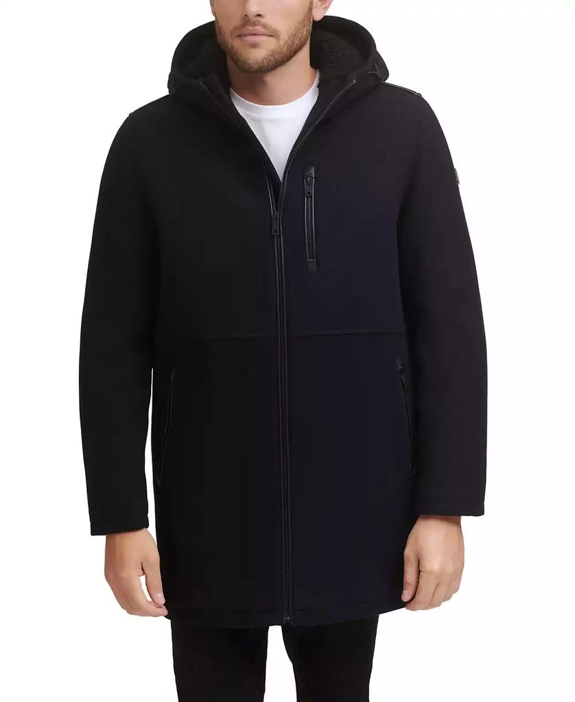 Kenneth Cole Men's Wool Melton Polyurethane Piping Detail Coat 5