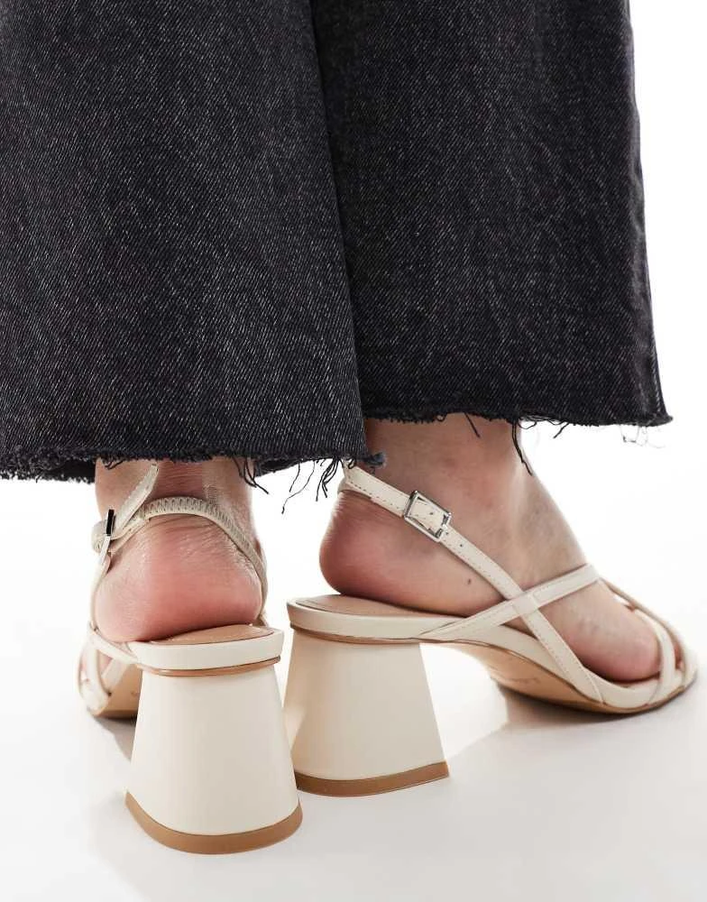 & Other Stories & Other Stories leather heeled strappy sandals in off-white 4