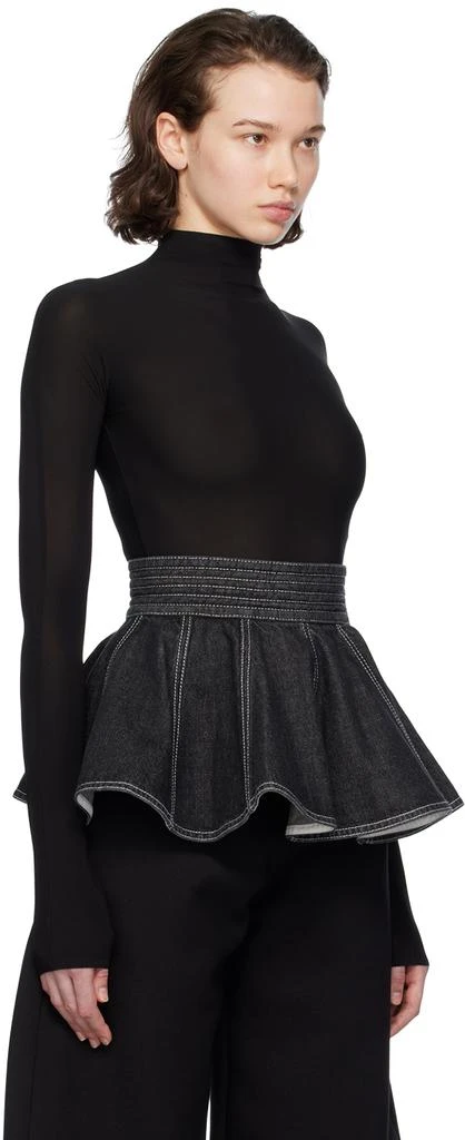 Alaïa Black Gathered Denim Miniskirt 2
