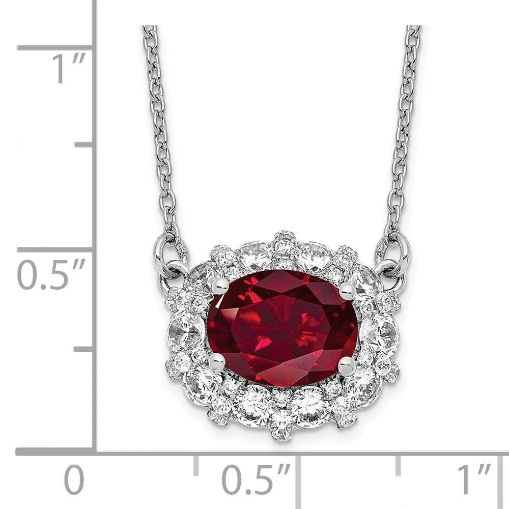 Diamond2Deal 14k White Gold 1 Ct Lab Grown Diamond and Created Ruby Pendant Necklace 4