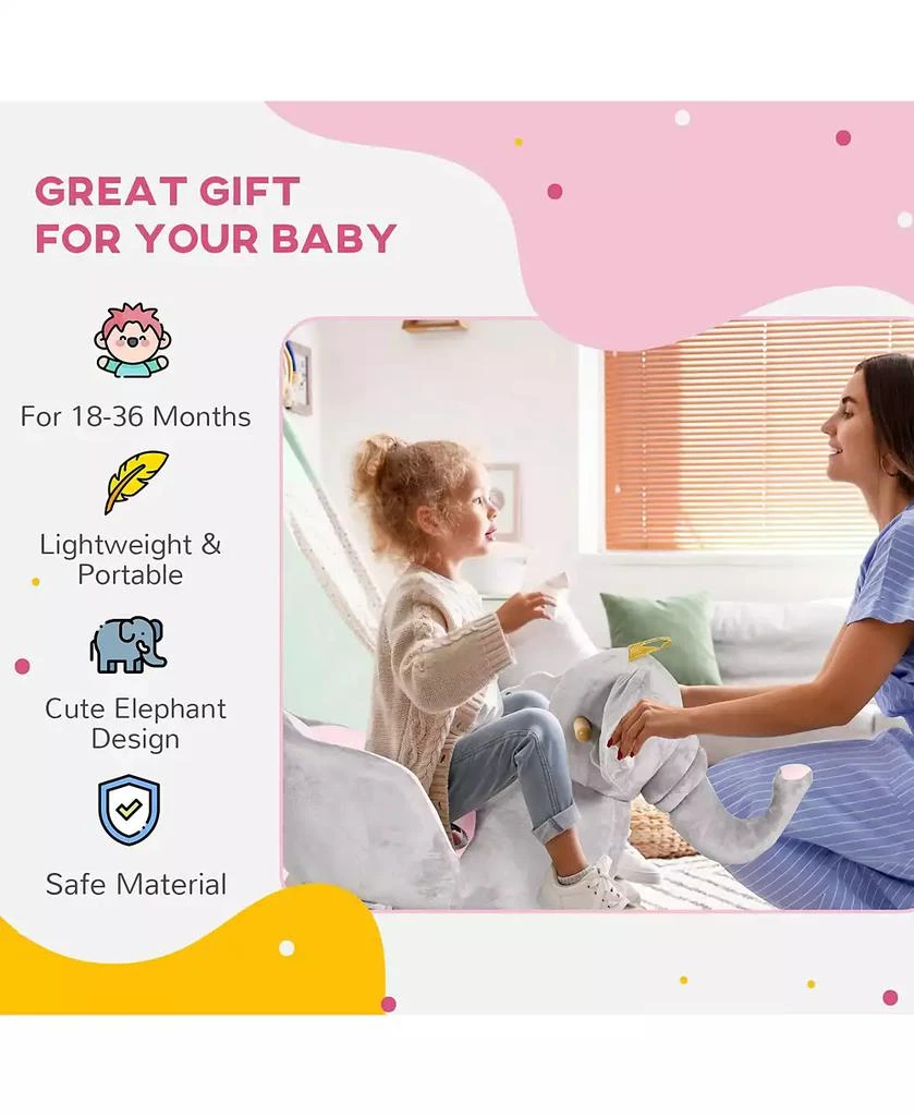 Qaba Baby Rocking Horse, Plush Animal Rocker w/ Realistic Sound, Pedals 5