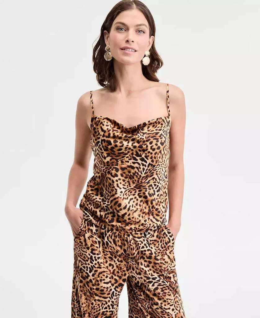 INC International Women's Animal-Print Cowlneck Camisole Top, Exclusively at Macy's 1