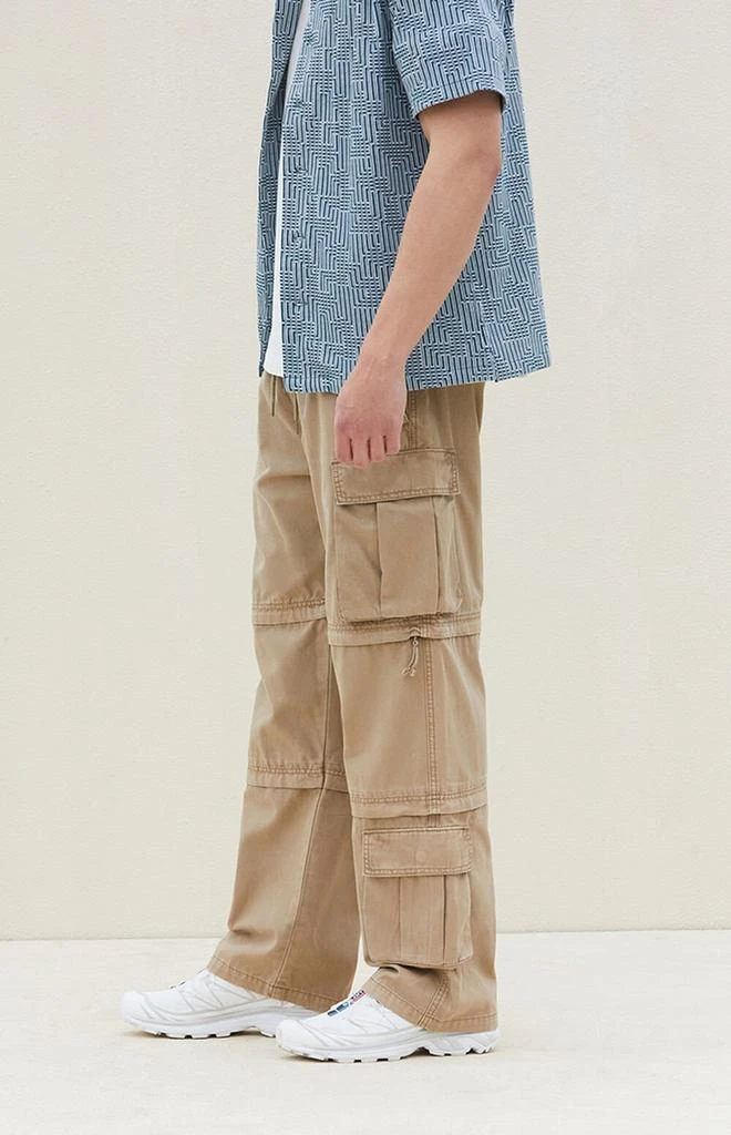 PacSun Tan Baggy Cargo Zip-Off Pants 3