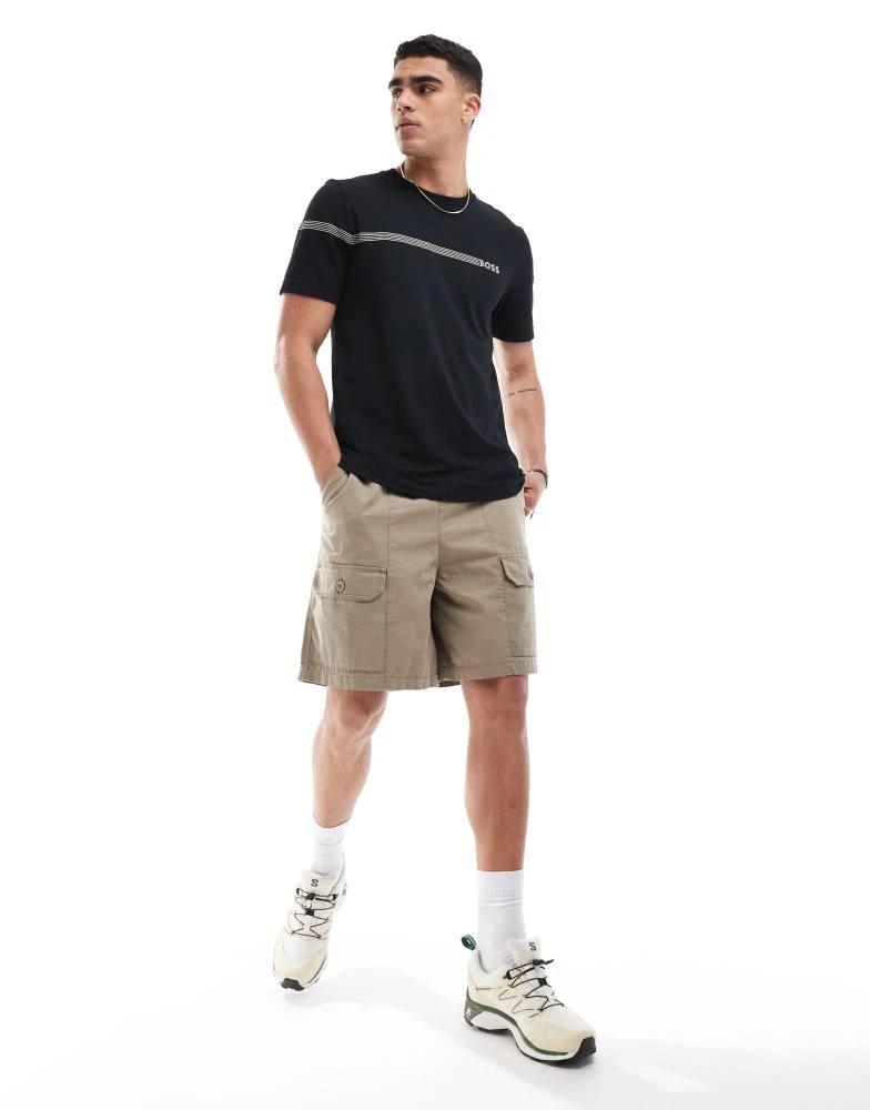 Hugo Boss BOSS GREEN tee 5 t-shirt in black with logo placement print 3