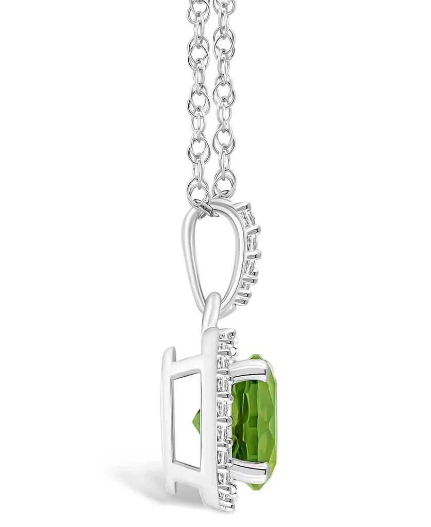 Macy's Peridot (1-1/2 ct. t.w.) and Lab Grown Sapphire (1/6 ct. t.w.) Halo Pendant Necklace in 10K White Gold 3
