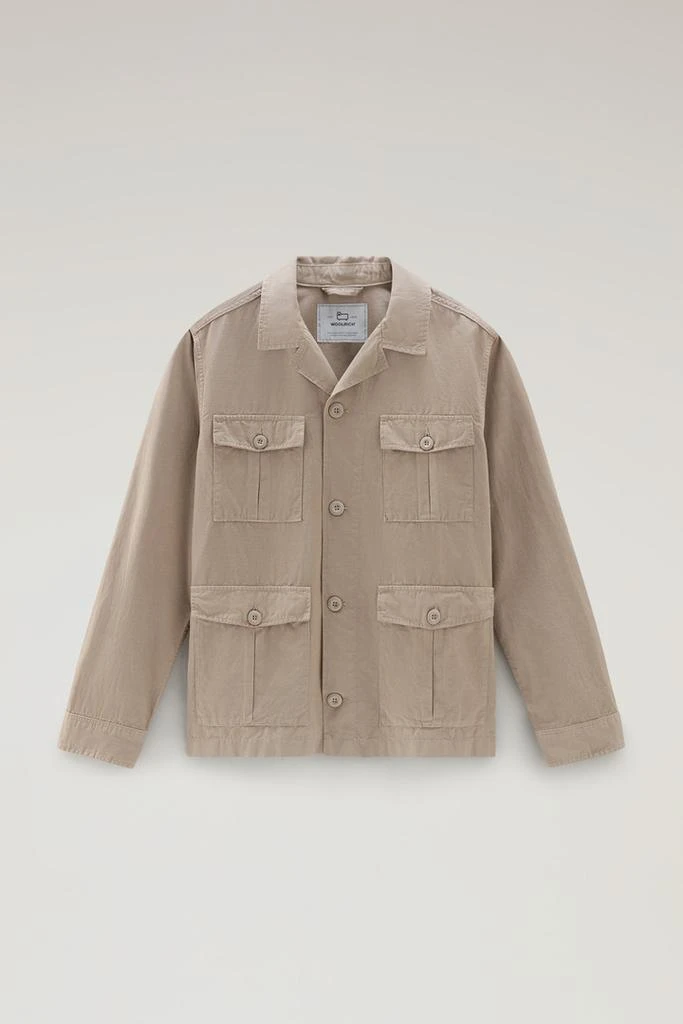 WOOLRICH Garment-Dyed Safari Shirt Jacket in Cotton-Linen Blend - Men - Beige 5