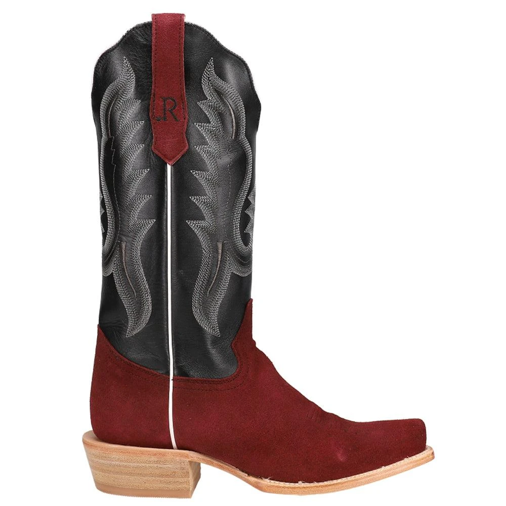 R. Watson Boots Rhubarb Rough Out Embroidered Square Toe Cowboy Boots 1