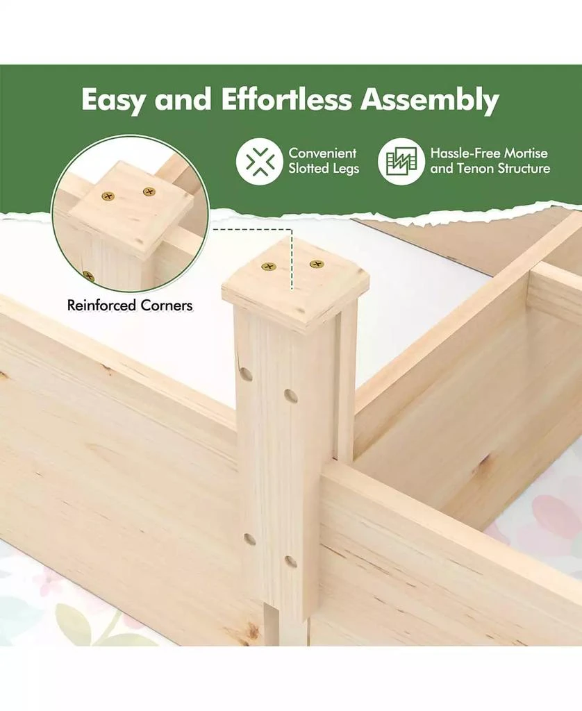 SUGIFT Wooden Raised Open-Ended Base Garden Bed with 2 Planter Box Dividers 9