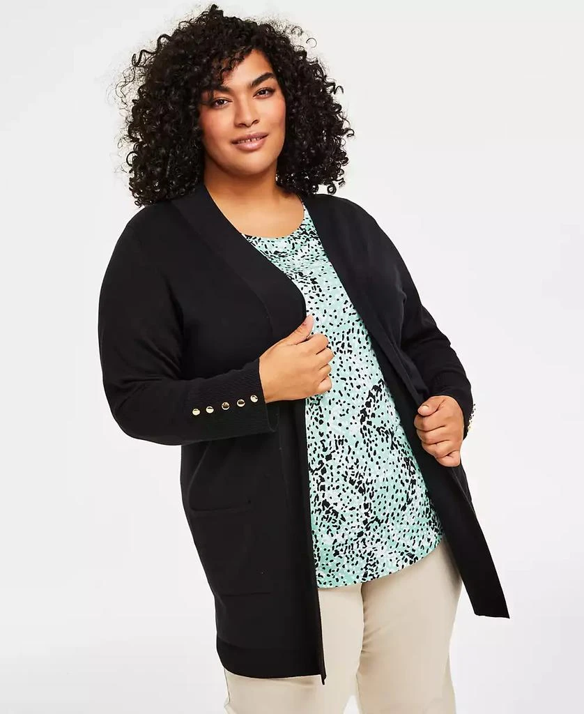JM Collection Plus Size Open-Front Long-Sleeve Cardigan, Exclusively at Macy's 1