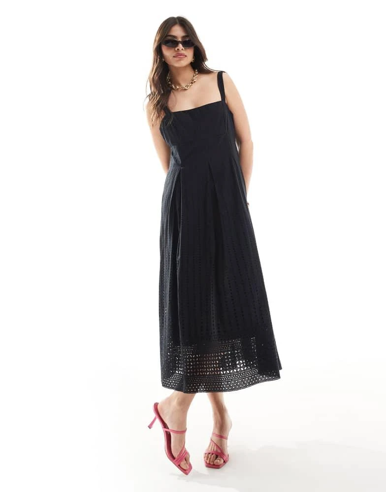 french connection black maxi dress Broderie Strap Dress | French Connection | Women's | Dresses | Sleeveless | Square Neck | Black