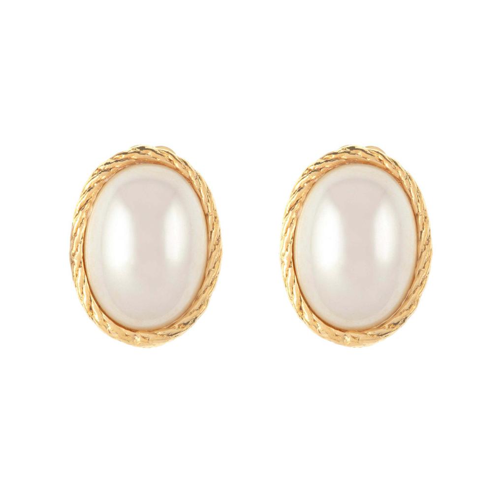 Susan Caplan Vintage 1980s vintage faux pearl oval earrings