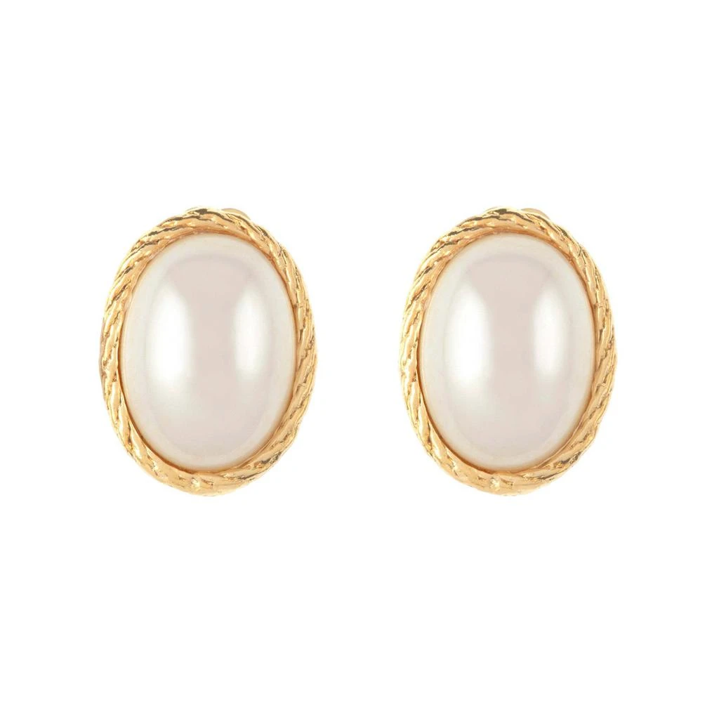 Susan Caplan Vintage 1980s vintage faux pearl oval earrings 1