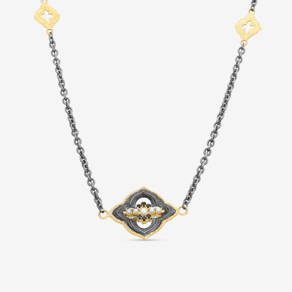 Armenta Armenta 18K Yellow Gold 
Blackened Sterling Silver White Pearl 
Black Sapphire Station Necklace 19581