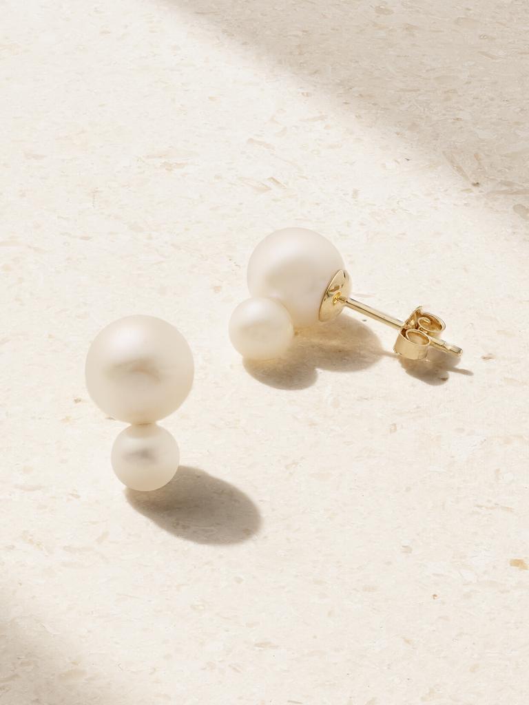 MIZUKI☆18K Yellow Gold Pearl And Diamond Hoop Earrings 3deeec1f-f8e3-317a-8062-
