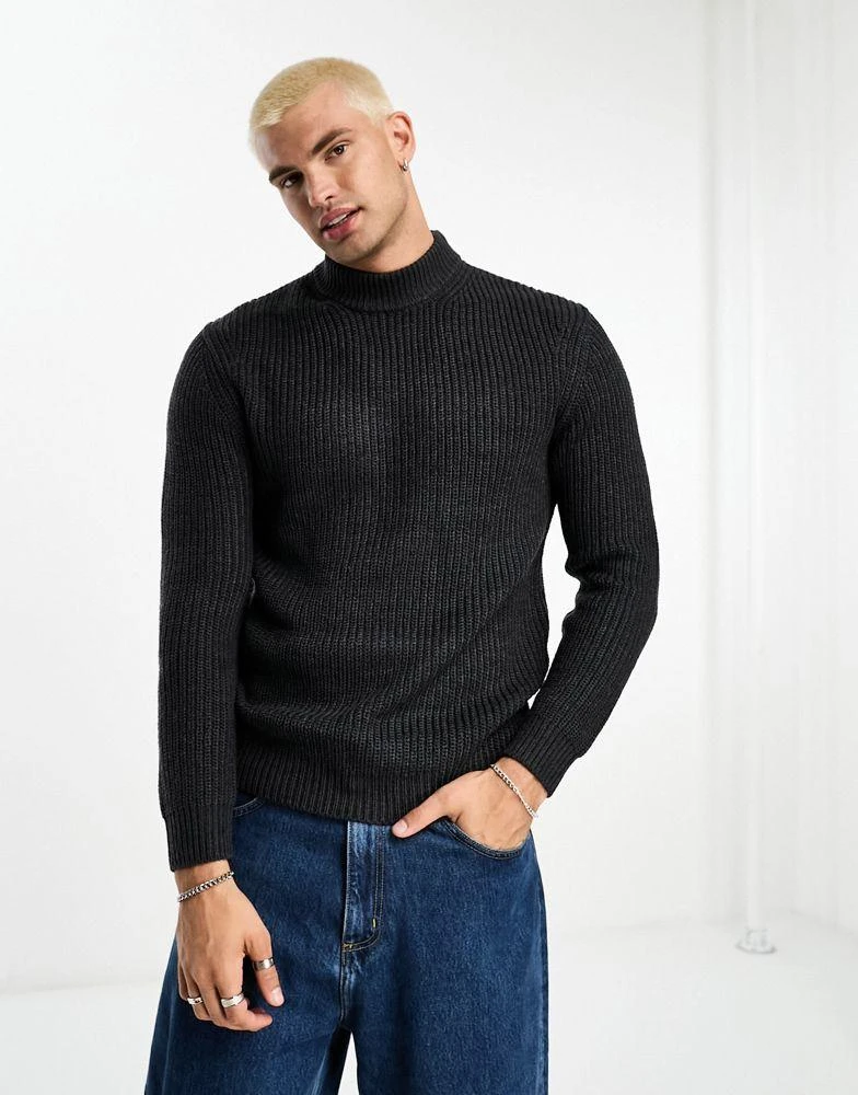 Brave Soul Brave Soul chunky turtle neck jumper in dark grey 1