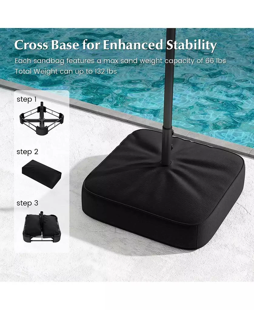 GOUUN 13FT Double-sided Patio Umbrella with Solar Lights for Garden Pool Backyard 9