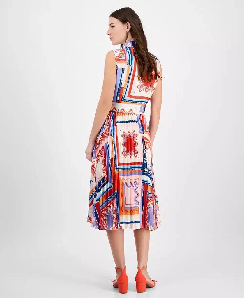 Tahari Women's Printed Pleated Midi Shirtdress 5
