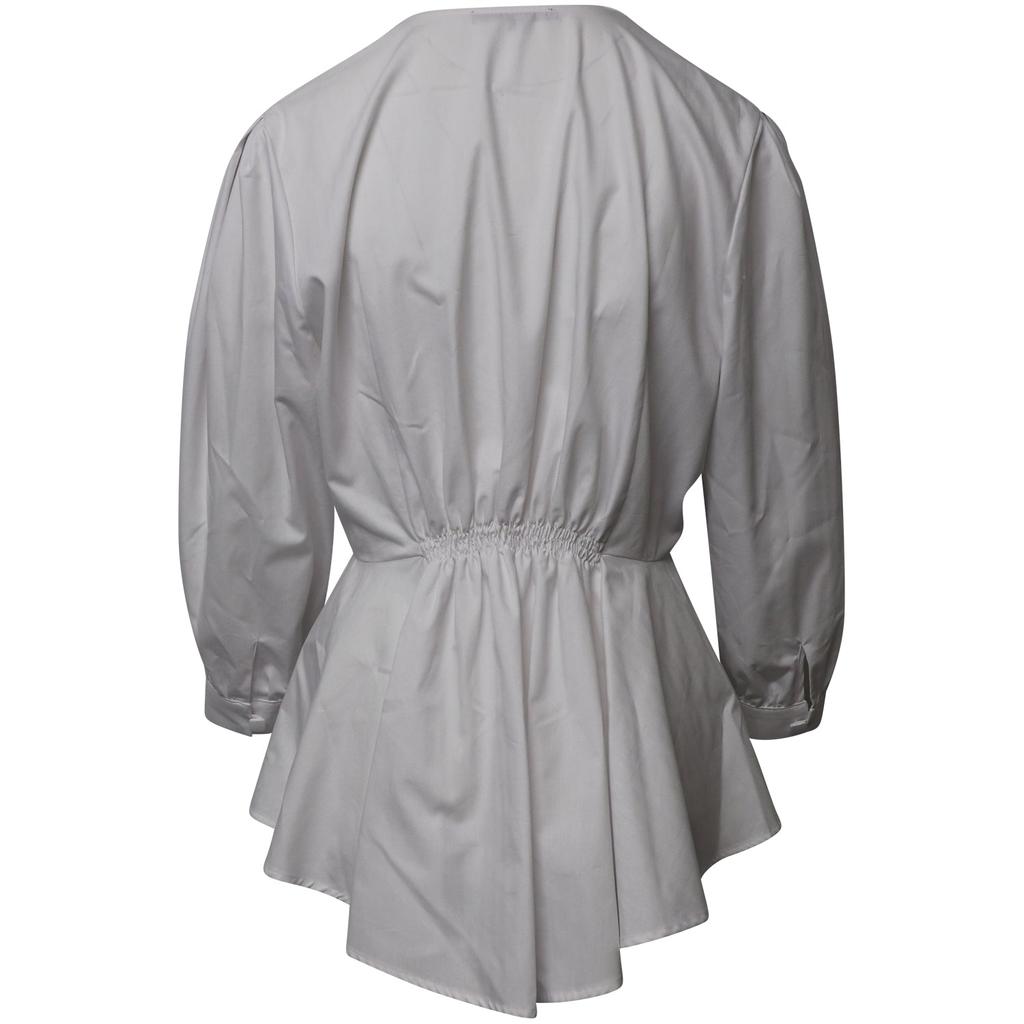 ALEXACHUNG Alexa Chung Herringbone Peplum Top in White Cotton