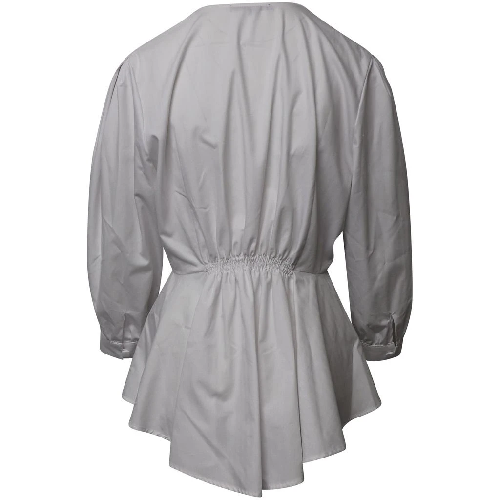 ALEXACHUNG Alexa Chung Herringbone Peplum Top in White Cotton 2