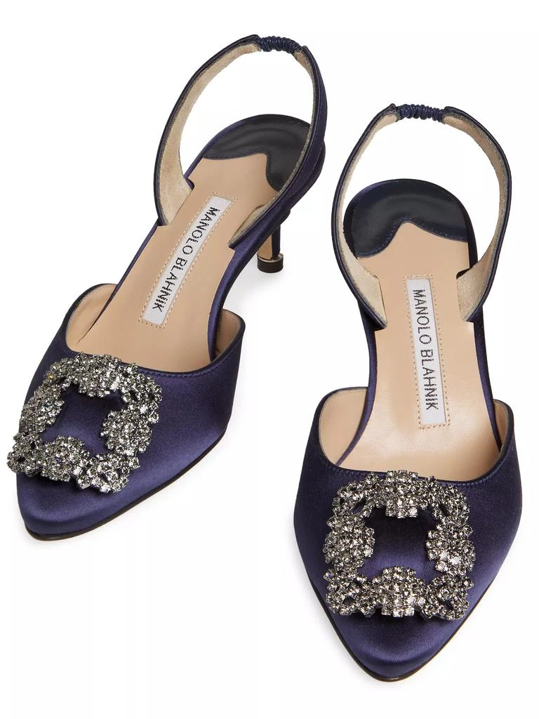 Manolo Blahnik Hangisli 50MM Satin Jewel Buckle Pumps 4
