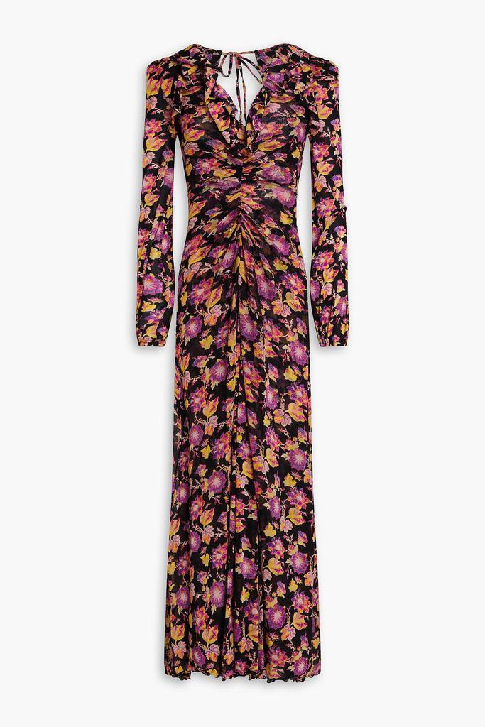 Diane von Furstenberg Sean ruffled floral-print stretch-mesh maxi dress