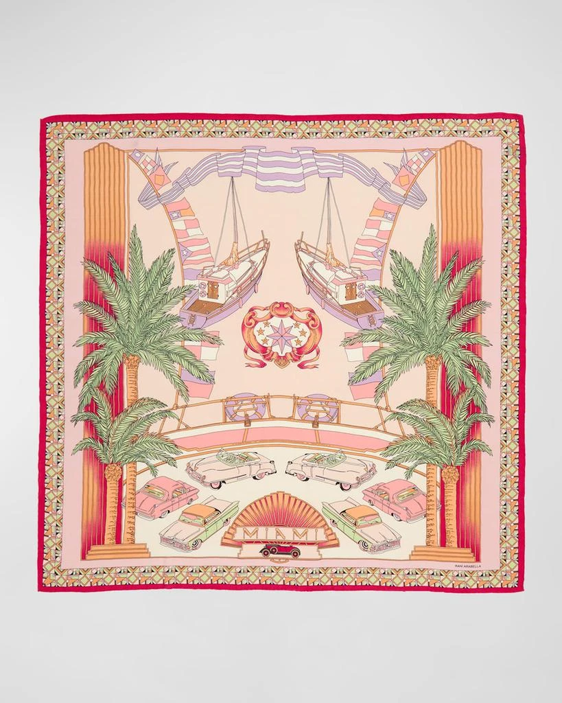 Rani Arabella Miami Print Cashmere-Blend Scarf 1