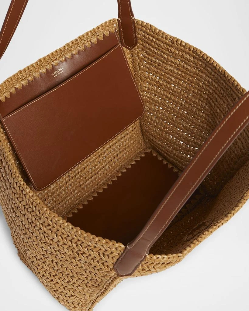 Tom Ford Tara Medium Tote Bag in Raffia Viscose and Leather 3