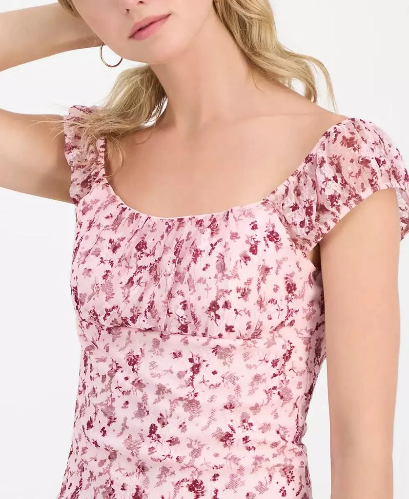 Madden Girl Juniors' Floral Printed Lace Cap-Sleeve Top 5