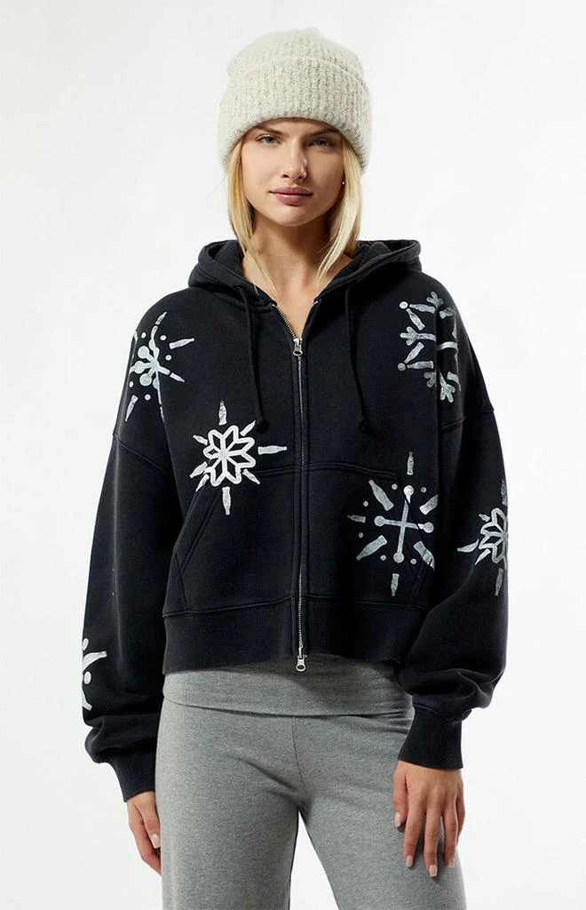Coca Cola by Pacsun Holiday Snowflake Zip Up Cropped Hoodie 2